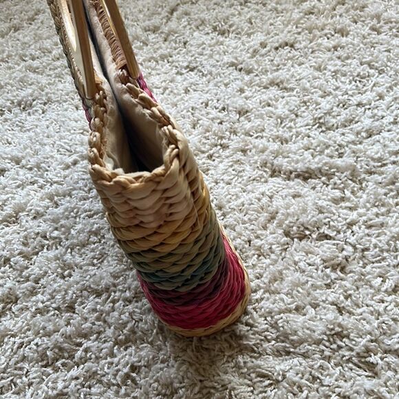 Vintage Straw Handbag - Authentic Cappelli Wooden Handled Purse Beautiful - Picture 16 of 16